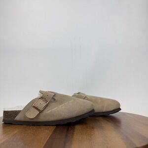 New Womens Kidmi Beige Suede Faux Fur Lined Cozy Clogs Slides Size 5.5 M NWOB